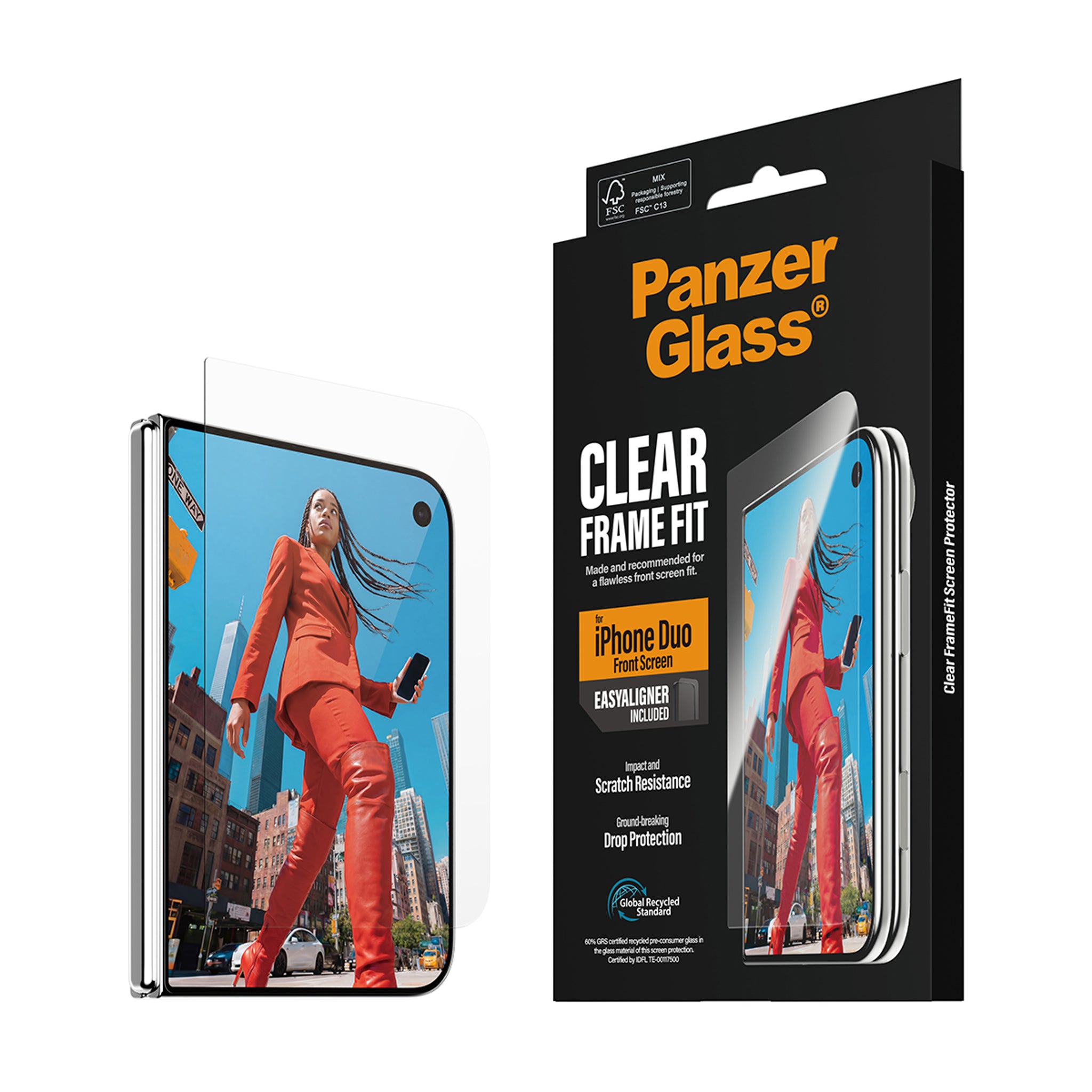 PanzerGlass® Front Screen Protector iPhone Duo | FRAME FIT w. EasyAligner
